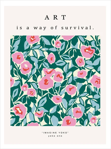 Vektör soyut çiçek illüstrasyonu sanat afişi dijital sanat eseri