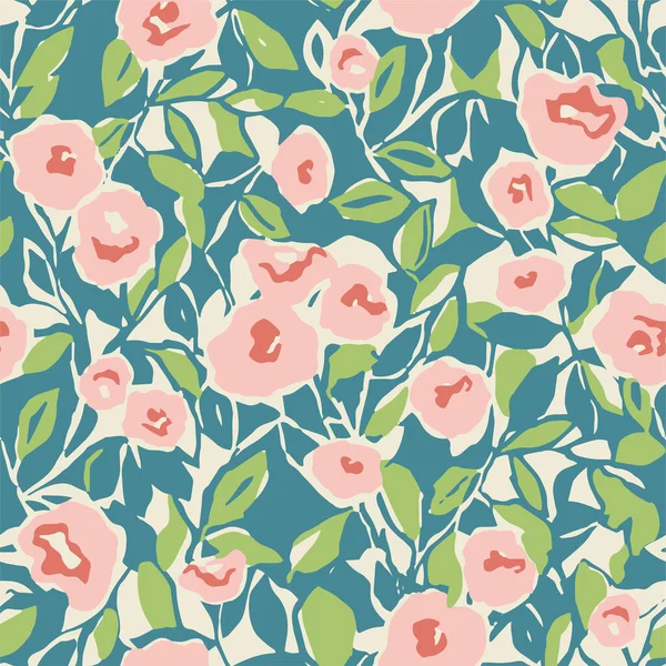 Vector Abstract Flower Illustration Seamless Repeat Pattern — Vettoriale Stock