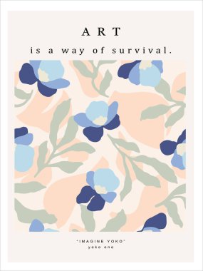 Vector flower and leaf illustration art poster digital artwork