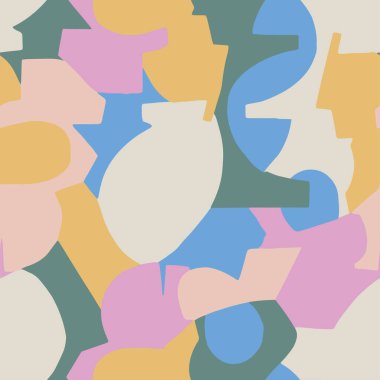 Vector contemporary modern geometric shapes  layers illustration seamless repeat pattern 