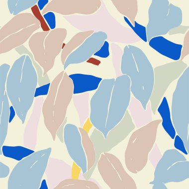 Vector leaf with shapes layers illustration seamless repeat pattern 