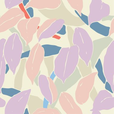 Vector leaf with shapes layers illustration seamless repeat pattern 