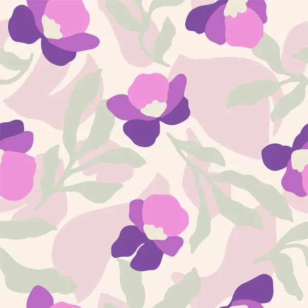 Vector Abstract Flower Illustration Seamless Repeat Pattern — Vettoriale Stock