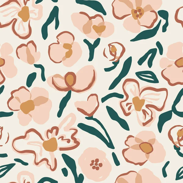 Vector doodle flower illustration seamless repeat pattern
