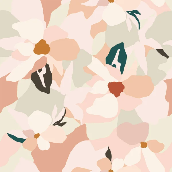Vector Flower Pastel Color Layers Illustration Seamless Repeat Pattern — Image vectorielle