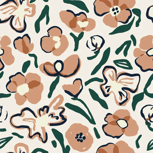 Vector Doodle Flower Illustration Seamless Repeat Pattern — Image vectorielle