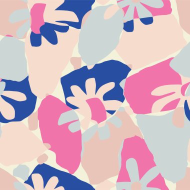 Vektör basit çiçek ve katmanlar resimleme biçimi kusursuz tekrarlama deseni