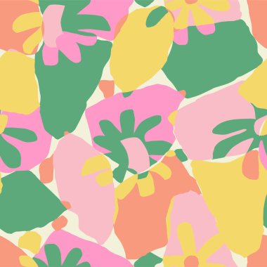 Vektör basit çiçek ve katmanlar resimleme biçimi kusursuz tekrarlama deseni