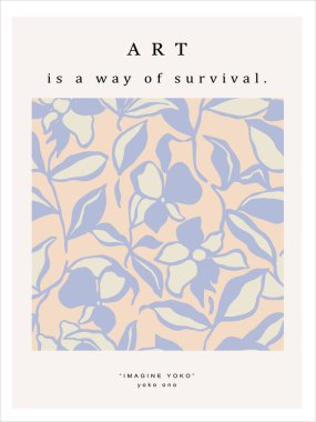 Vektör çiçeği ve yaprak katmanları illüstrasyon sanat posteri