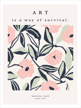 Vector flower and leaf illustration art poster digital artwork