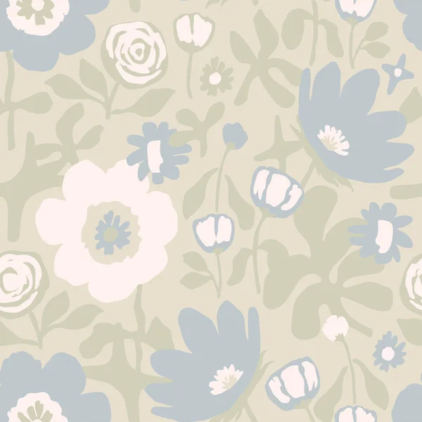 Vector Flower Illustration Seamless Repeat Pattern — Stock Vector