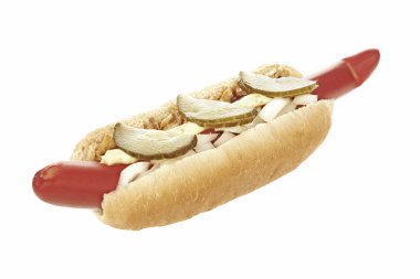 Hotdog beyaz zemin üzerine