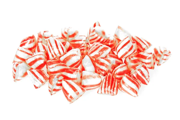 Červené a bílé tvrdé bonbony — Stock fotografie