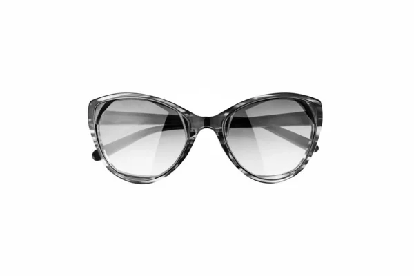 Czarne Białe Okulary Przeciwsłoneczne Białe Tło Odizolowane Zbliżenie Monochromatyczne Ciemne — Zdjęcie stockowe