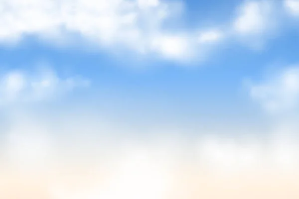 現実的な青空の背景 ふわふわの雲のフレームベクトルイラスト 要旨自然背景 — ストックベクタ