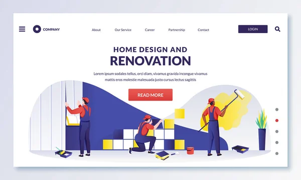 Workers Does Home Design Renovation Works Tiler Laying Tiles Painter — Διανυσματικό Αρχείο