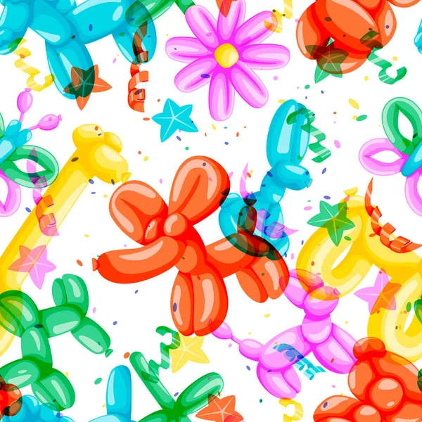 Balões Padrão Sem Costura Colorido Desenho Animado Plano Vetorial Ilustração — Vetor de Stock