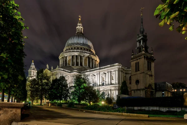 Londres Septiembre 2021 Fotografía Nocturna Catedral San Pablo Una Las — Foto de Stock