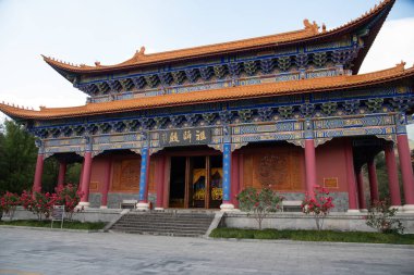 Şubat 2019. Dali, Çin. Üç Pagoda, Chongsheng tapınağında..