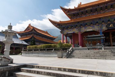Şubat 2019. Dali, Çin. Üç Pagoda, Chongsheng tapınağında..