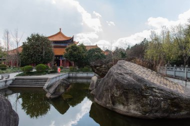 Şubat 2019. Dali, Çin. Üç Pagoda, Chongsheng tapınağında..