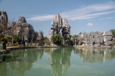 Şubat 2019, Kuniming, Yunnan Taş Ormanı Jeoloji Parkı, Shilin County. Kunming Taş Ormanı, Çince Shilin, muhteşem bir kireçtaşı grubudur ve karst 'ın temsilcisidir.