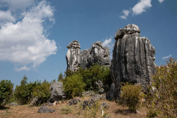 Şubat 2019, Kunming, Yunnan Taş Ormanı Jeoloji Parkı, Shilin County. Kunming Taş Ormanı, Çince Shilin, muhteşem bir kireçtaşı grubudur ve karst 'ın temsilcisidir.