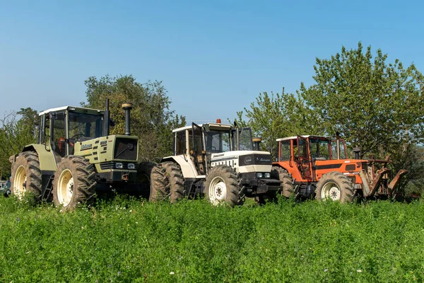 September 2020 Calestano Province Parma Italy Three Tractors Same Galaxy — Stock Photo, Image