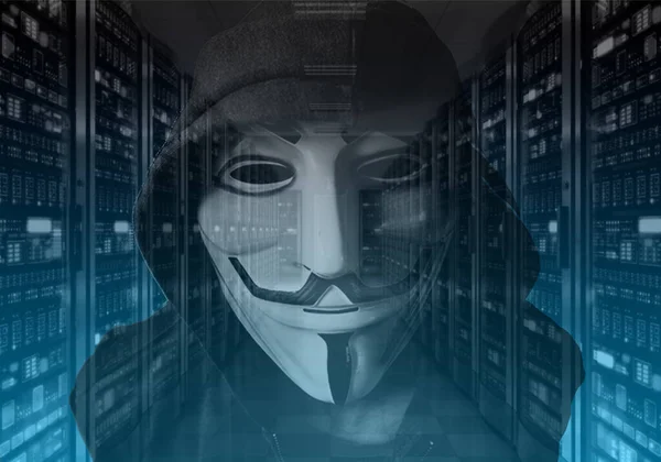 匿名のサイバー攻撃の脅威ハッカーの攻撃 — ストック写真