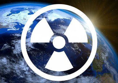 Mart 2022, Dünya 'nın radyoaktivite tehlike sembollü görüntüsü