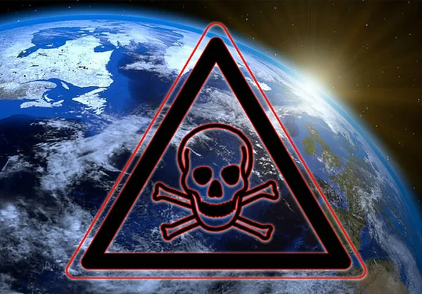 March 2022 Image Earth Radioactivity Hazard Symbol — Stock Photo, Image