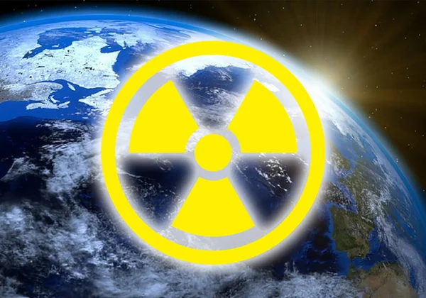 Mart 2022, Dünya 'nın radyoaktivite tehlike sembollü görüntüsü