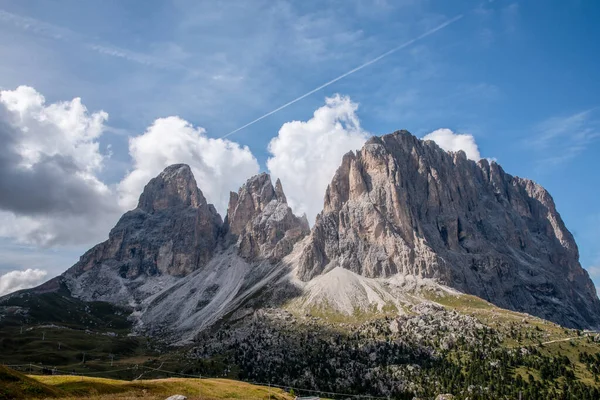 Val Fassa Val Gardena Agosto Hermosa Vista Montaña Verano Passo — Foto de Stock