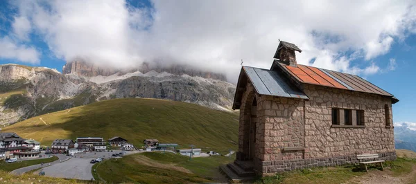 Září 2021 Panorama Pordoi Pass Dolomitský Průsmyk Sella Group — Stock fotografie