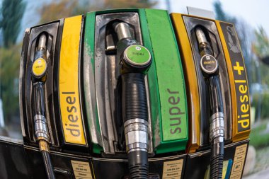Italy, July 2022, Petrol pump. Increased cost of gasoline at gas stations