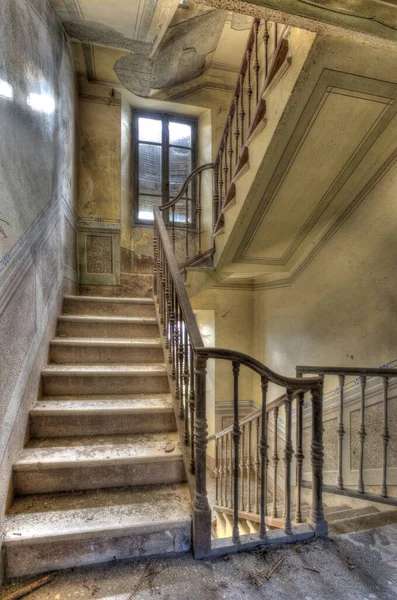September 2022 Italy Urbex Staircase Abandoned House Northern Italy Stock Image