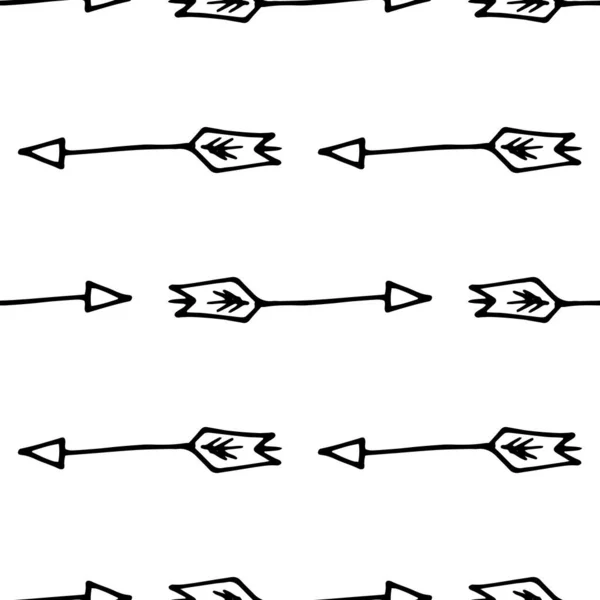 Mønstre Pile Problemfri Mønster Doodle Stil Tegning Vintage Pil Trekantede – Stock-vektor