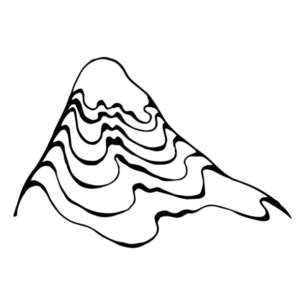 Menggambar Gunung Dengan Pola Garis Bergelombang Sebuah Gambar Tangan Bergaya - Stok Vektor