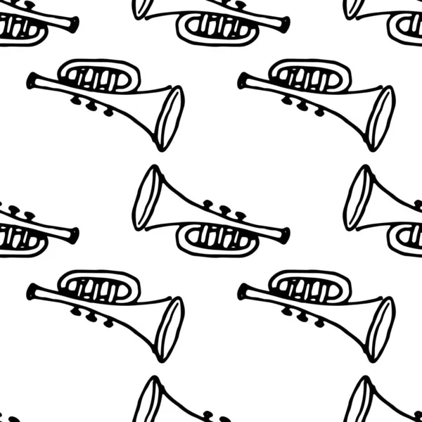 Зразок Музичної Труби Безшовний Візерунок Ручної Сопілки Музичного Інструмента Ізольований — стоковий вектор