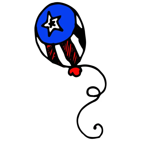 Ένα Μπαλόνι Λευκές Και Κόκκινες Ρίγες Και Ένα Λευκό Αστέρι — Διανυσματικό Αρχείο