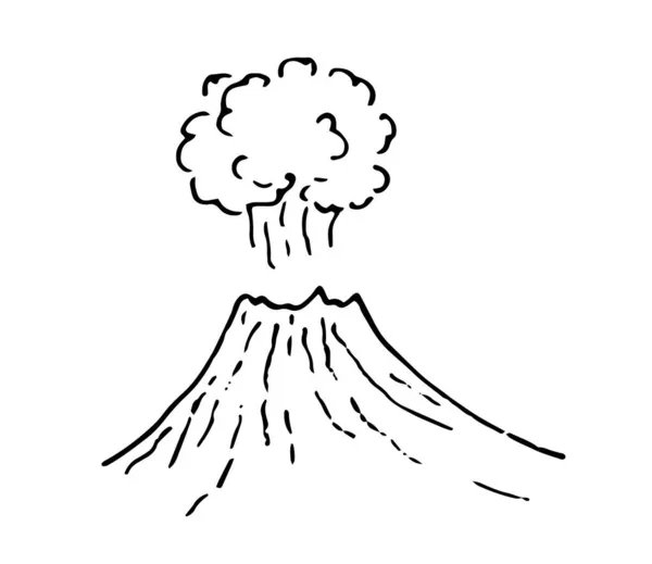 Гірський Хребет Значок Вулкана Хмарою Пари Гора Стилі Ескізів Отвором — стоковий вектор