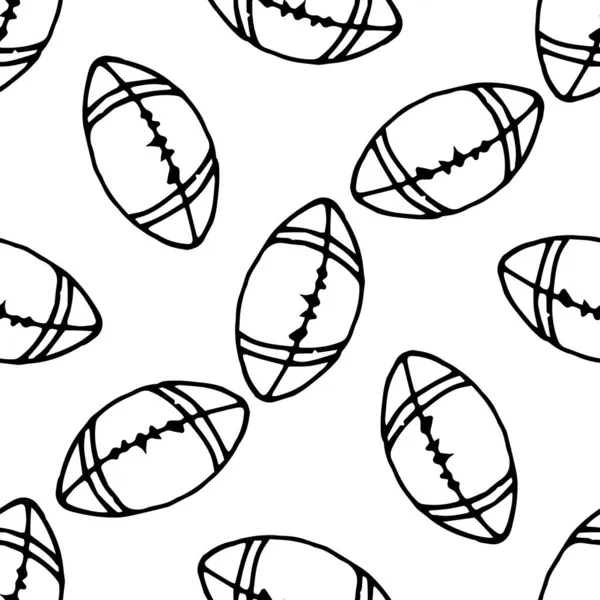 Doodle Ilustração Com Bola Preta Doodle Futebol Americano Sobre Fundo — Vetor de Stock