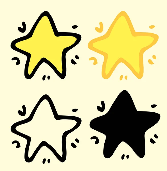 Векторный Желтый Знак Стилизованных Звезд Набор Простых Астерисков Изолированный Контур — стоковый вектор