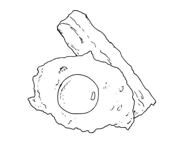 베이컨을 곁들인 달걀이야 손으로 스케치 스타일의 베이컨은 디자인 템플릿을 윤곽이 — 스톡 벡터