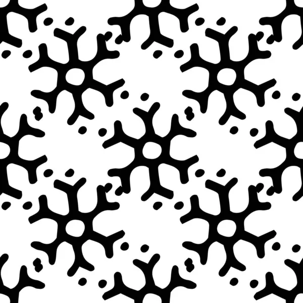 Vector Pattern Simple Snowflake Dots Seamless Pattern Hand Drawn Snowflake — Stock Vector