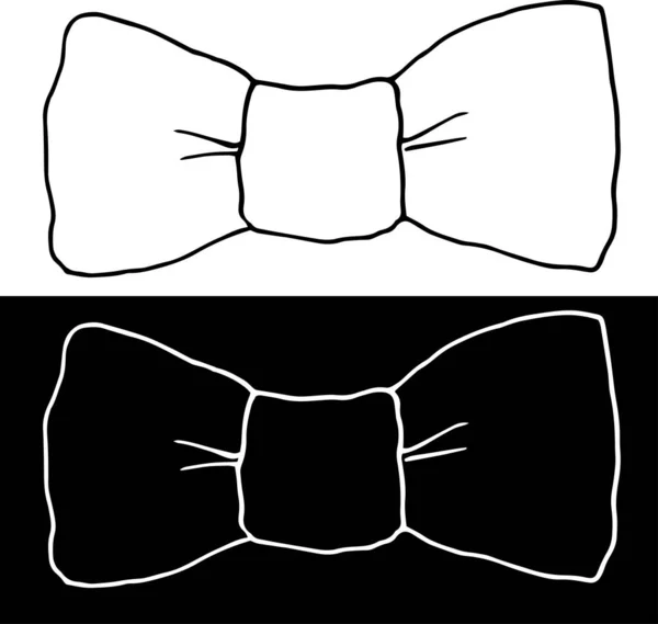 Vector illustration. Hand-drawn Doodle bow tie set black line on white background and white line on black background Vintage elegant bow tie. Decoration for greeting cards, posters, emblems, signs — Stock Vector