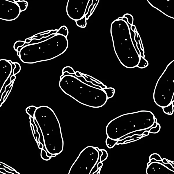 Vektor Nahtlose Muster Von Hot Dogs Vektormuster Handgezeichneter Hot Dogs — Stockvektor