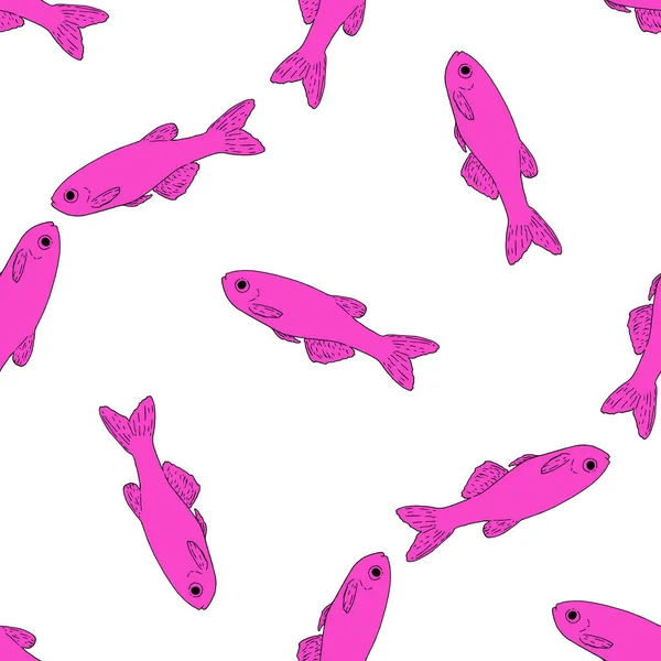 Рыба Данио Розового Цвета Бесшовный Векторный Рисунок Розовых Аквариумных Рыб — стоковый вектор