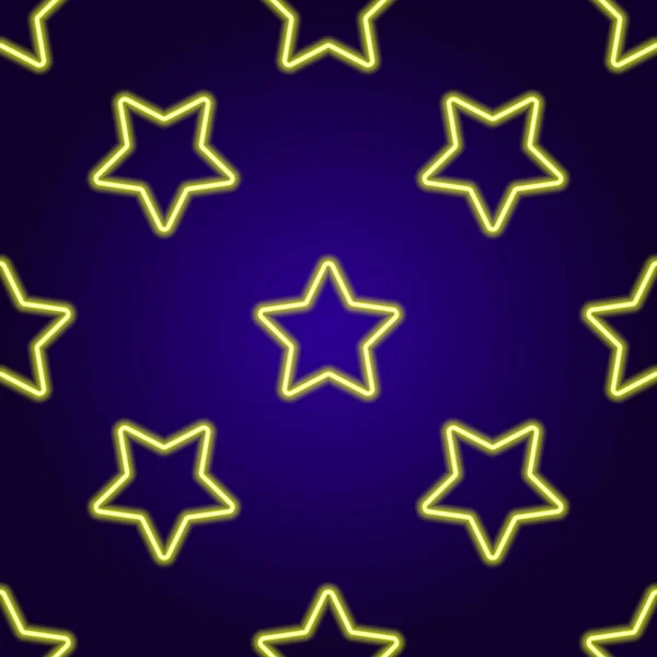 Neonsárga Csillagok Mintázata Egy Lekerekített Sugarú Csillag Zökkenőmentes Mintáját Véletlenszerűen — Stock Vector
