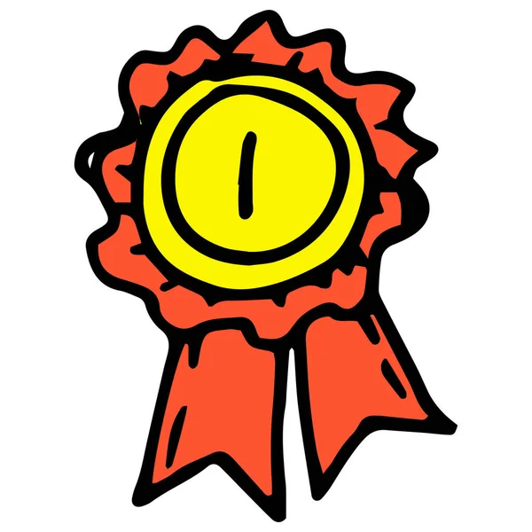 Vector Gold Medal Red Ribbon Number One Symbol Victory Hand Royalty Free Stock Illustrations